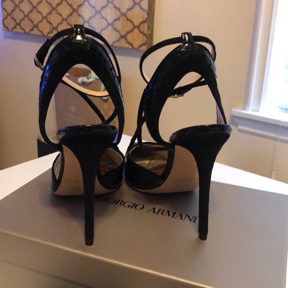 New auth Giorgio Armani black slingback heels 40 - Picture 3 of 8